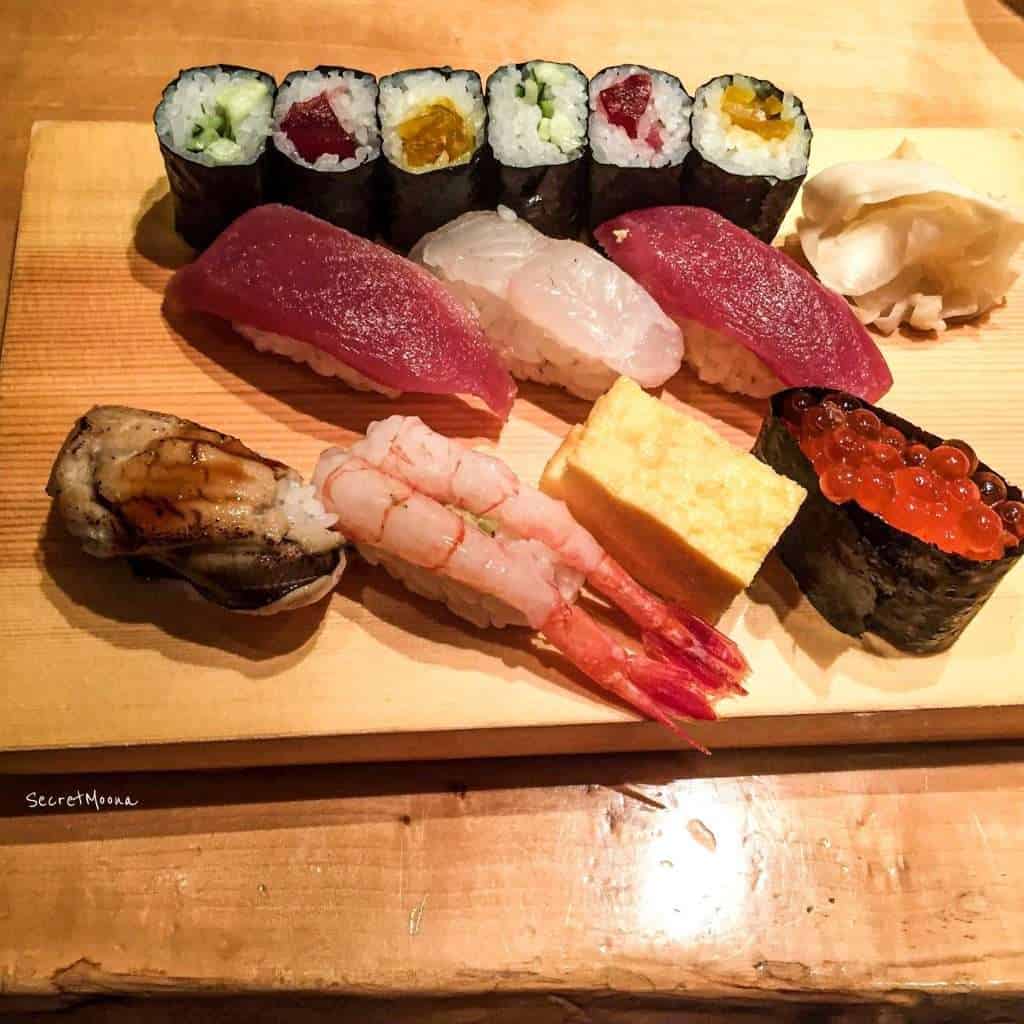 Platter of different types of sushi