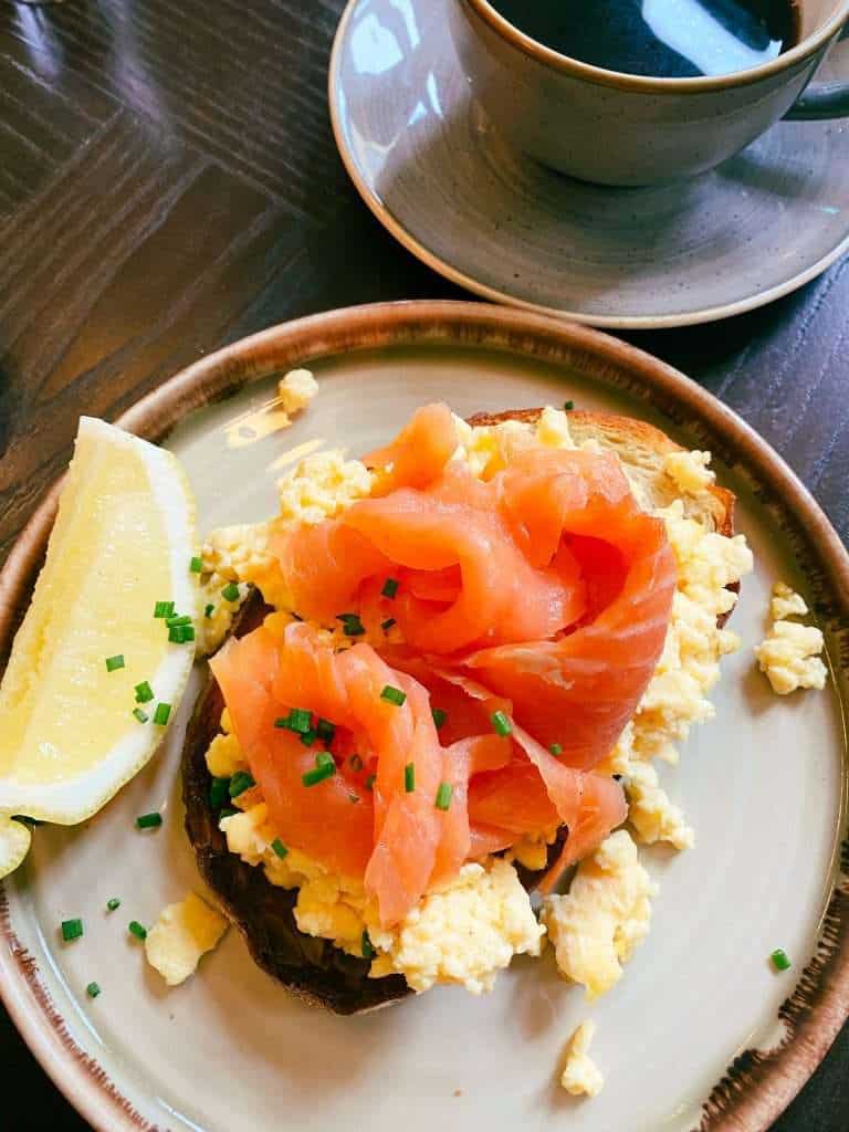 Salmon and egg toast