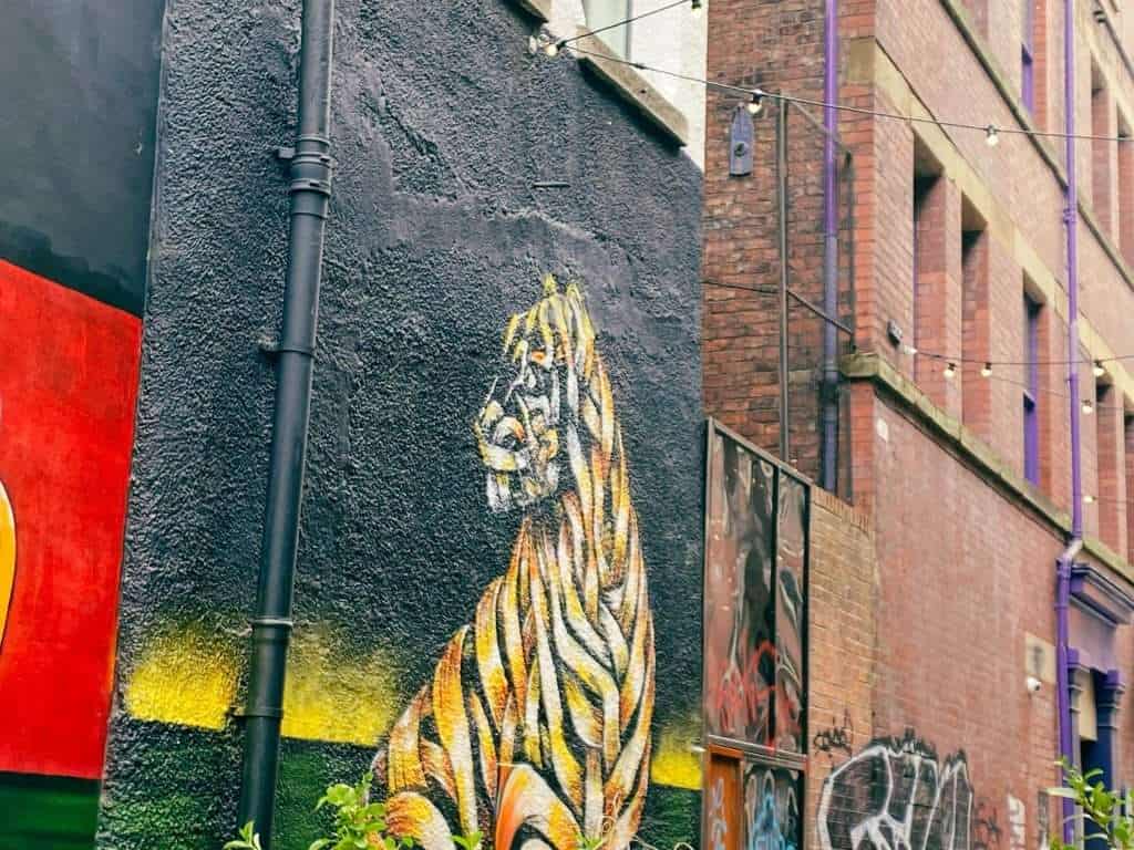 Mural of a tiger by Otto Shade - Street art in Manchester