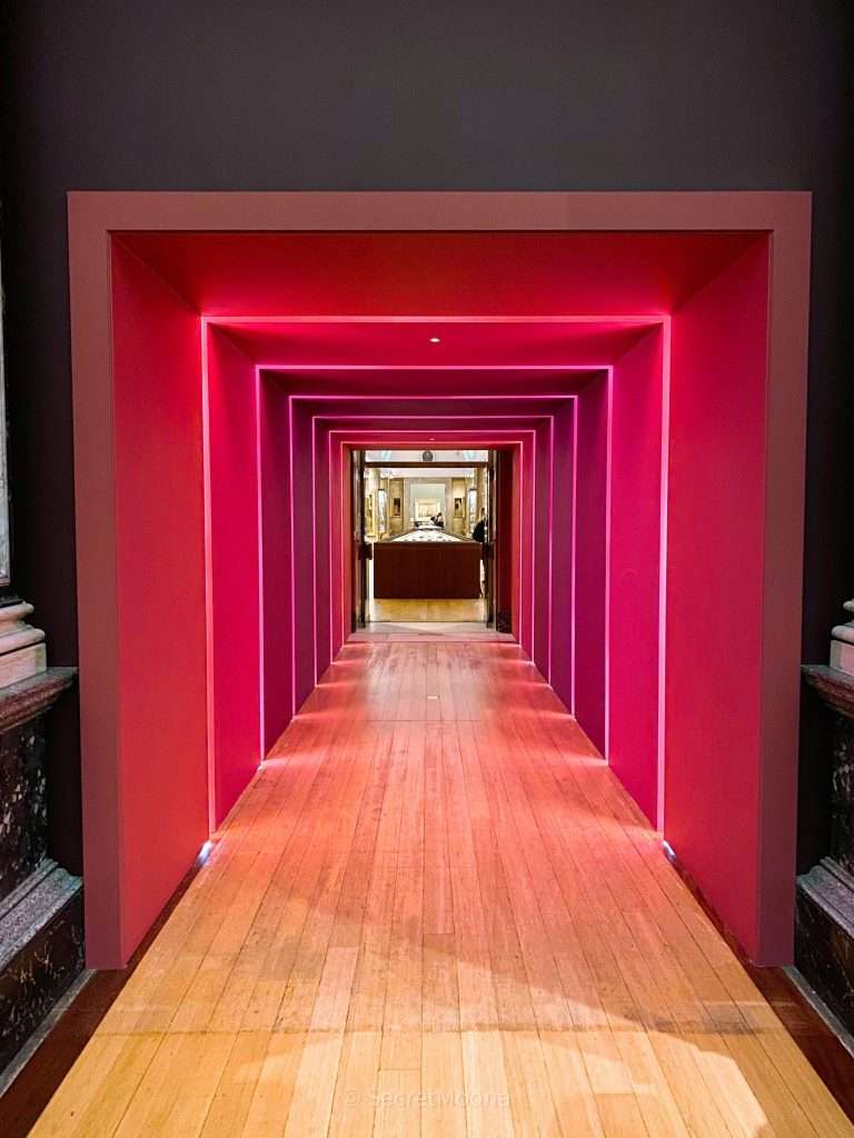 Colourful corridor in Fitzwilliam Museum - Cambridge UK