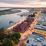 Aerial view of Olhão and the Ria Formosa