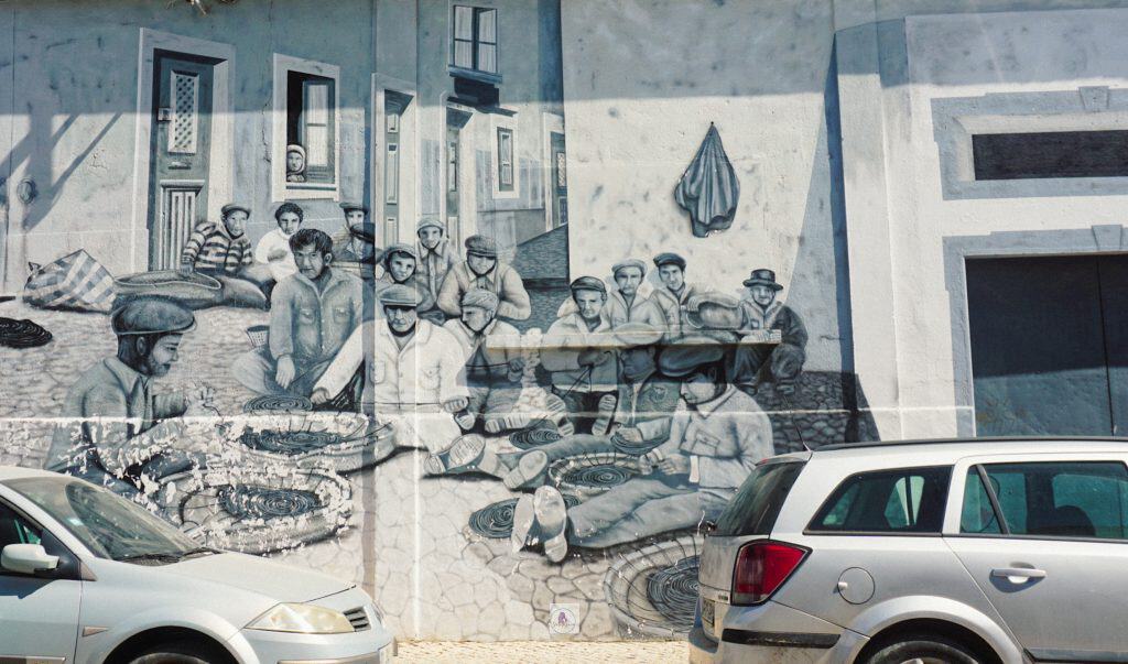 Murals depicting fishermen - Olhao, Portugal