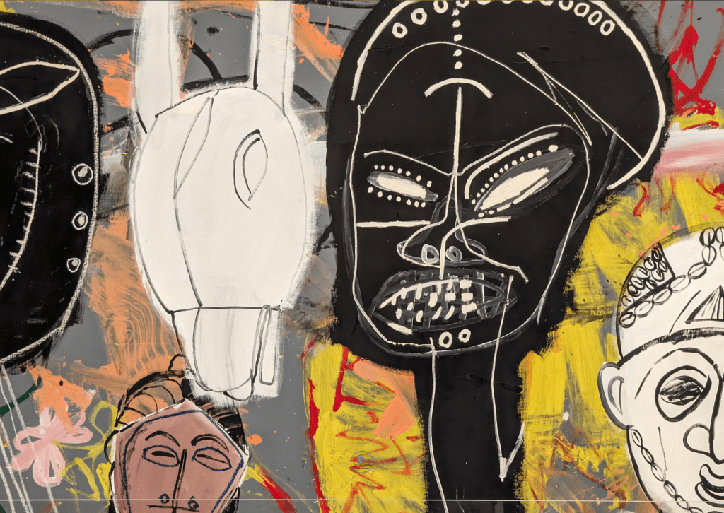 Basquiat black & white painting