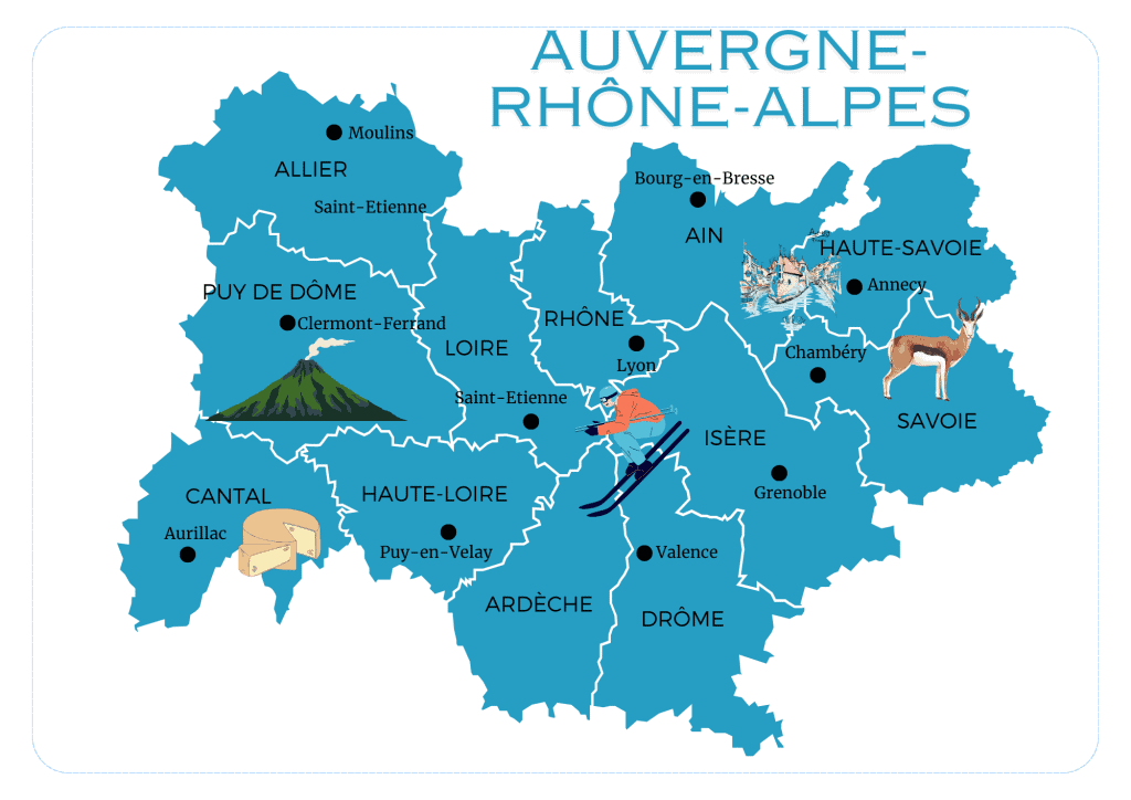 Exploring the Regions of France _ All You Need to Know 6 Map of Auvergne-Rhone-Alpes - Regions of France