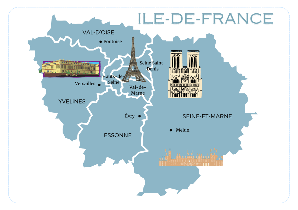 Exploring the Regions of France _ All You Need to Know 34 Tourist Map of Ile-de-France- Regions of France