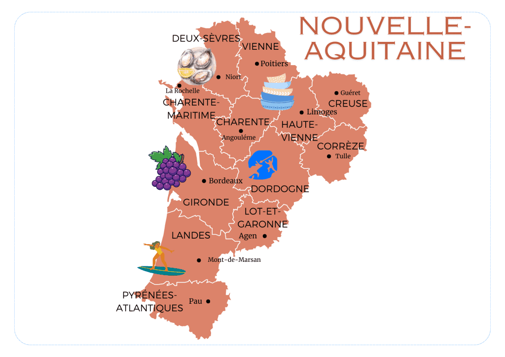 Exploring the Regions of France _ All You Need to Know 42 Map of Nouvelle-Aquitaine- Regions of France