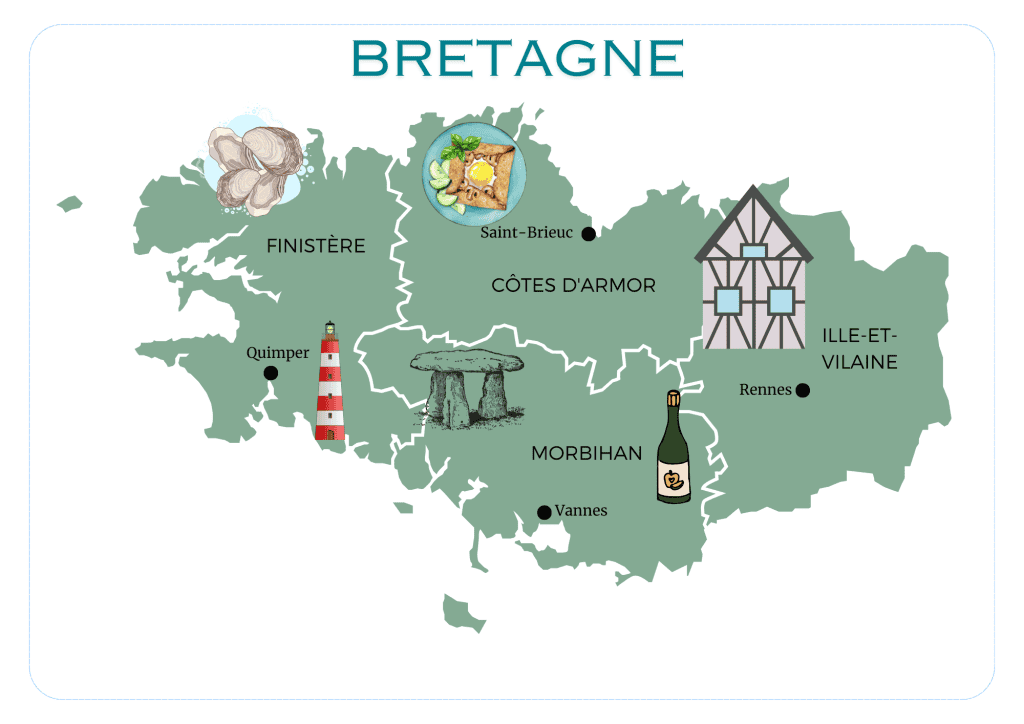 Things To Do In Brittany, France: A Journey Through Scenic Landscapes, And Authentic Culture. 28 Map of Bretagne showing various locations in Brittany France