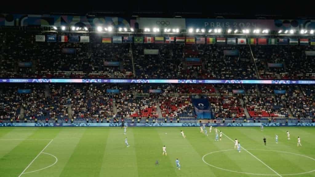 Mens' football game during the Paris 2024 Olympics at Parc des Princes 