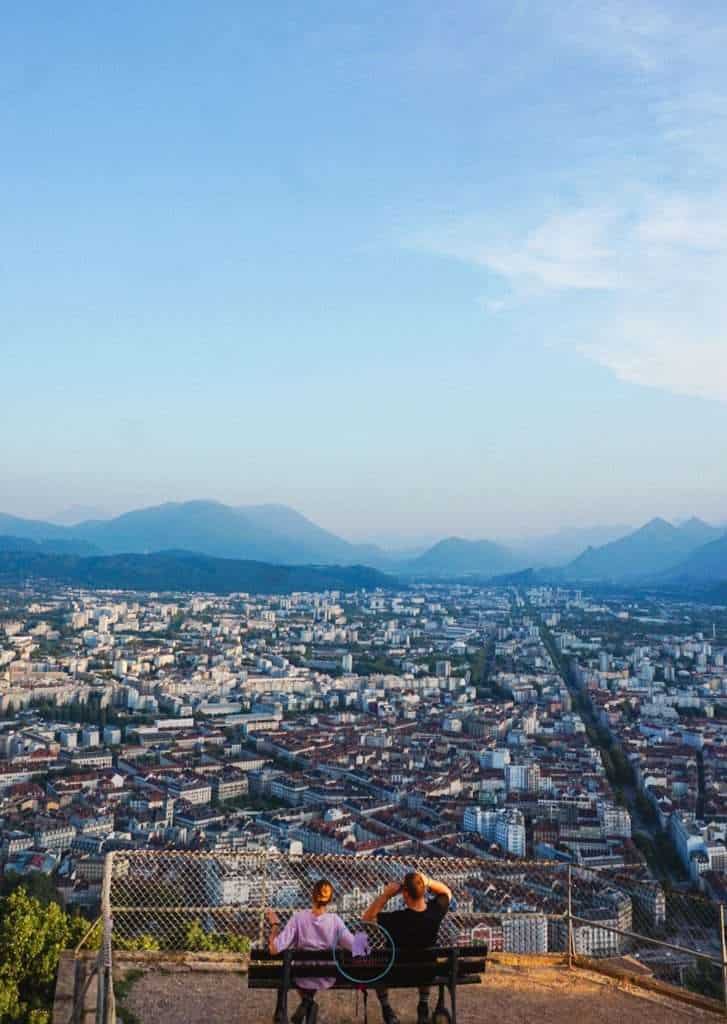 A Weekend Getaway: How to Make the Most of 2 Days in Grenoble 30 Couple enjoying view of Grenoble from Fort de la Bastille - 2 days in Grenoble France