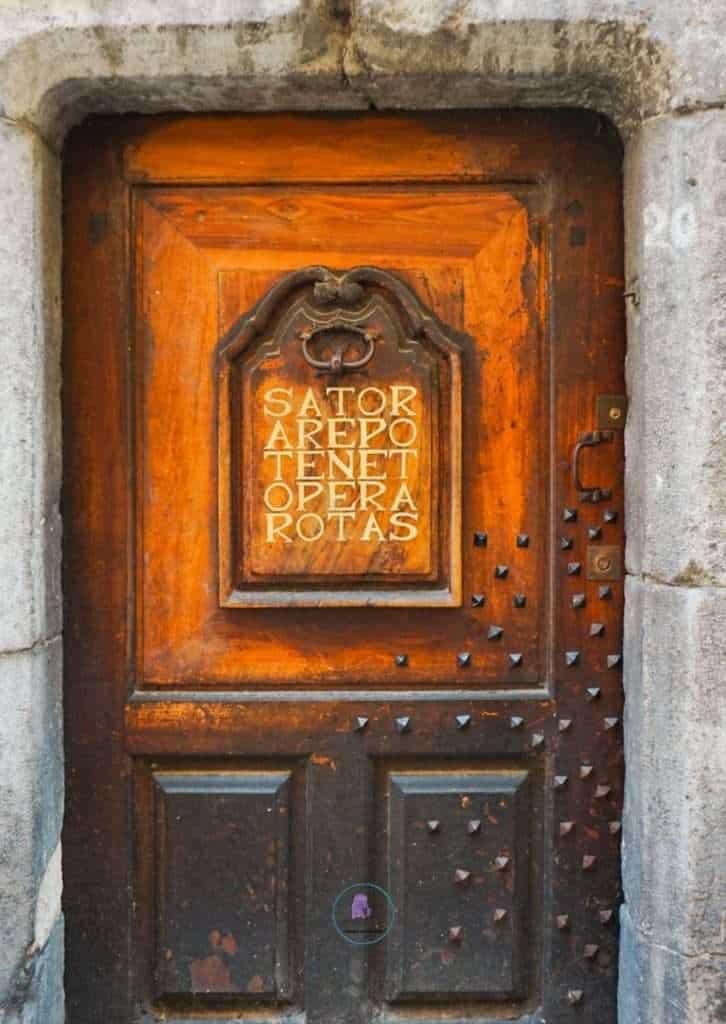 Registration located on door "sator rapeo tenet opera rotas"