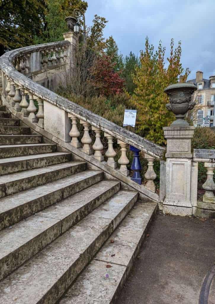 Decorative ceramic baluster in Jardin d’Orsay, Limoges