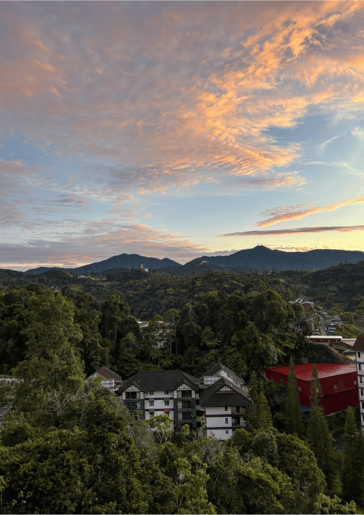 A stunning display of colorful clouds against the sky, highlighting the scenic views in Cameron Highlands, Malaysia's travel itinerary.