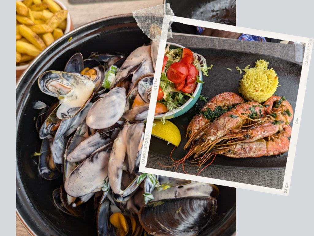 The Perfect One Day in Menton Itinerary: Discover Hidden Gems 28 Moules Frites and Prwns at La Mandibule Restaurant