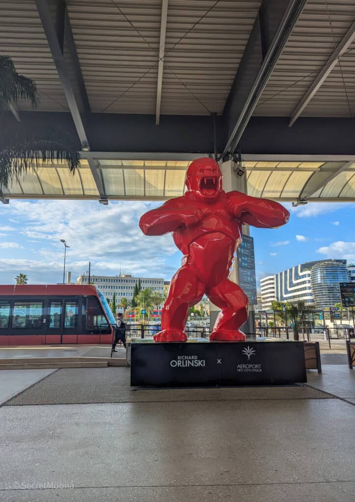 Where to Stay in Nice: OKKO Hotels Nice Aéroport, France 8 Sculpture of a red gorilla by the famous sculptor Richard Orlinski at Nice airport