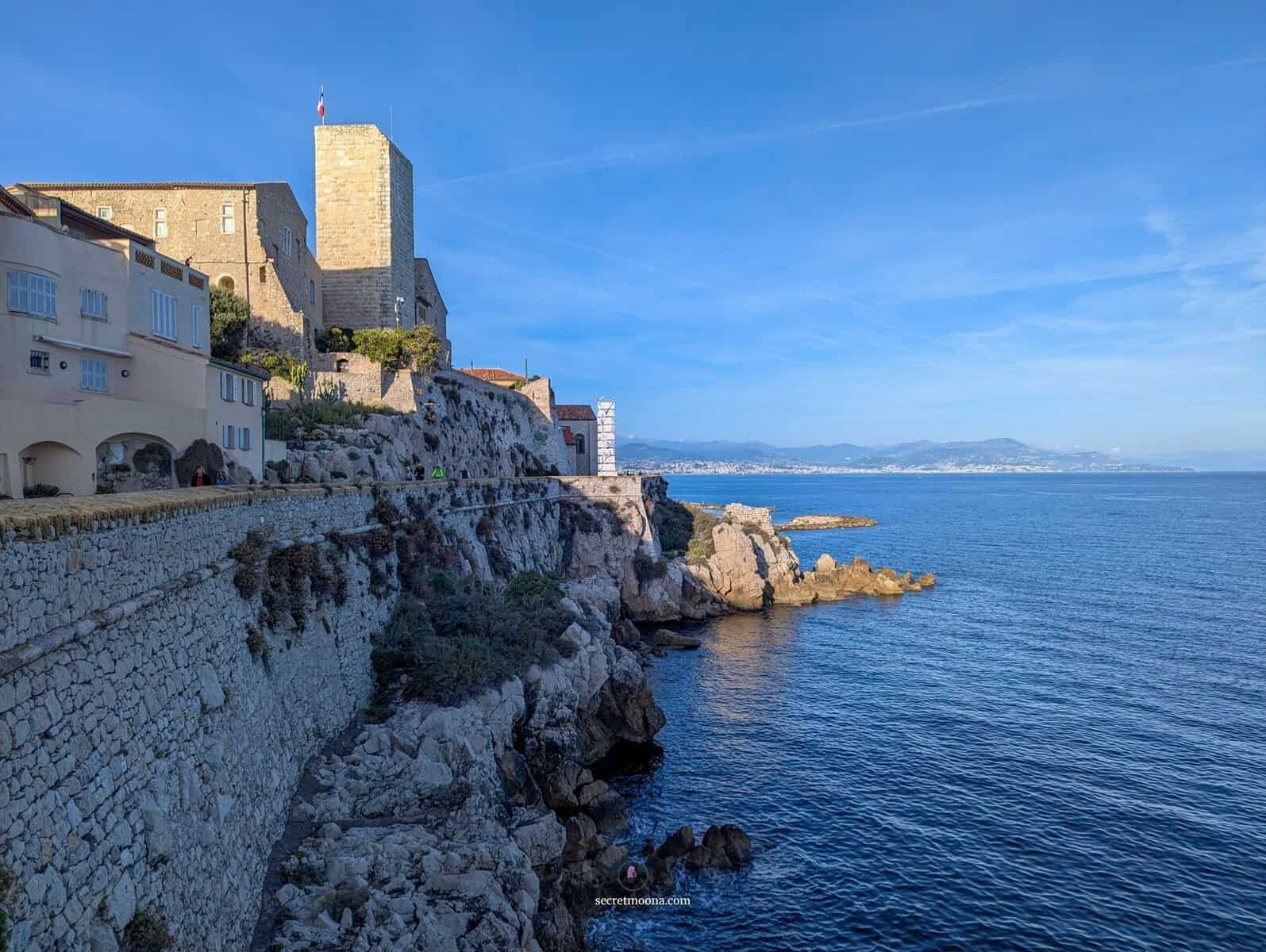 Antibes ramparts walkway overlooking the sea