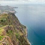 The view down Madeira's south coast from the Cabo Girão skywalk, 580 metres above the sea