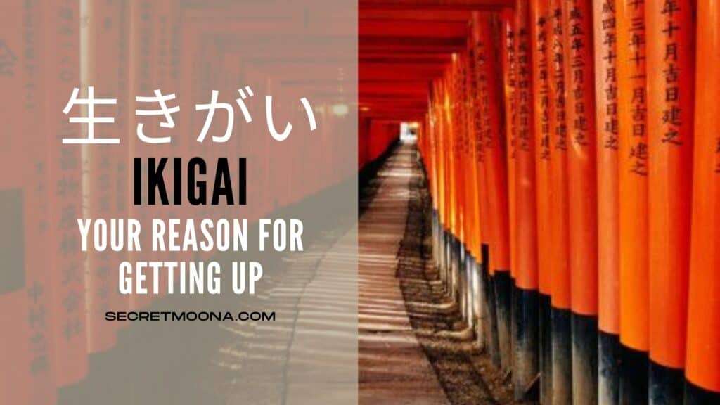 Ikigai (生きがい), your reason for getting up, shown beside a tunnel of vermilion torii gates at Fushimi Inari