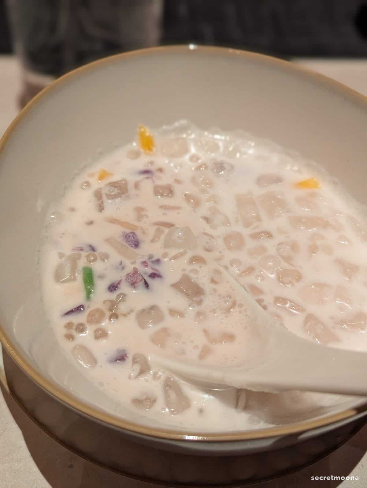 A bowl of bubur cha cha, a Malaysian coconut milk dessert, at Hilton Burau Bay Langkawi