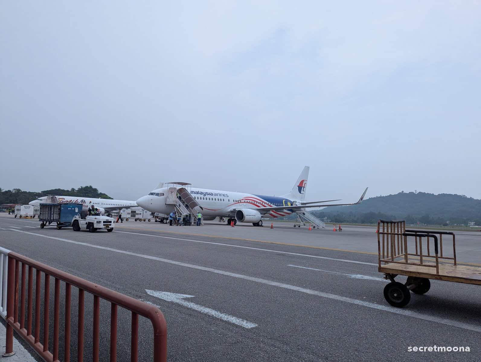 A Malaysia Airlines aircraft on the apron at Langkawi International Airport